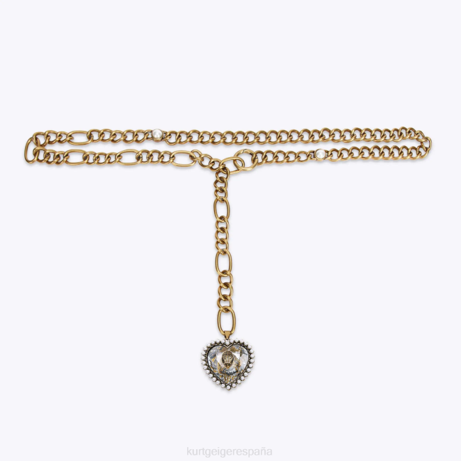 Kurt Geiger mujer cinturón con cadena y corazón de águila de Londres 2LPR501 | accesorios oro